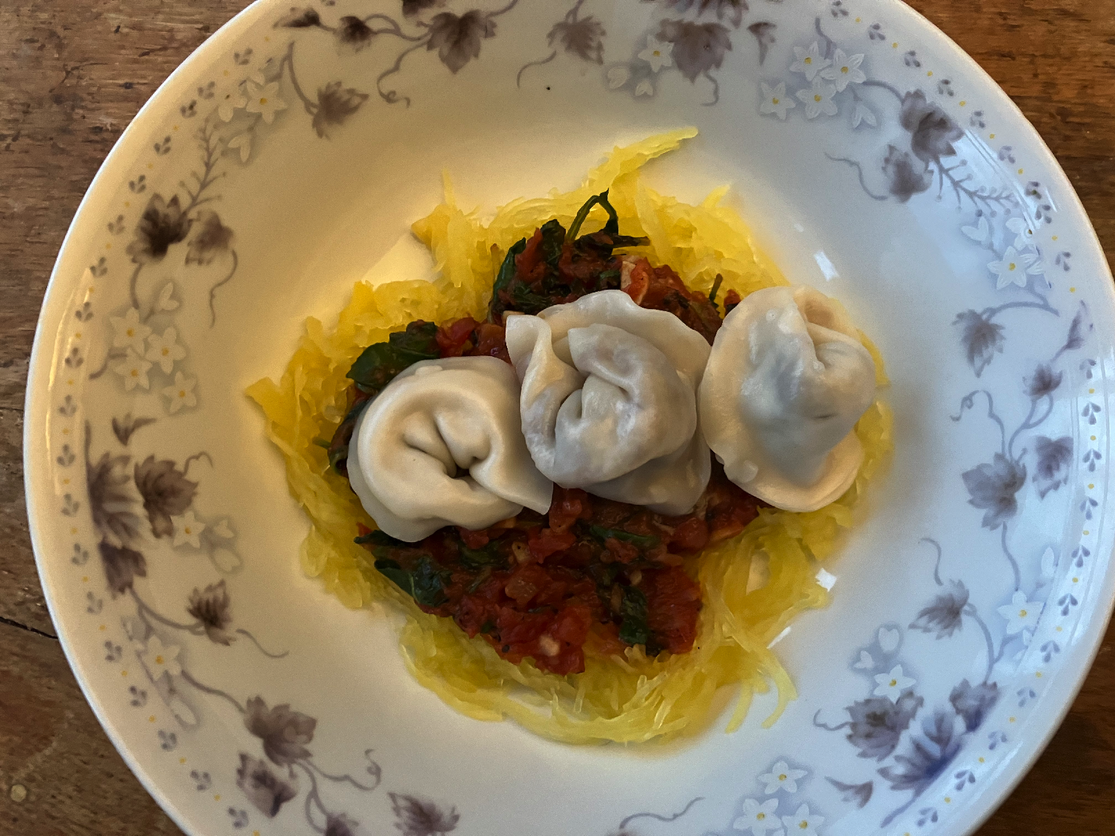 Veggie spaghetti and gulf un-shrimp