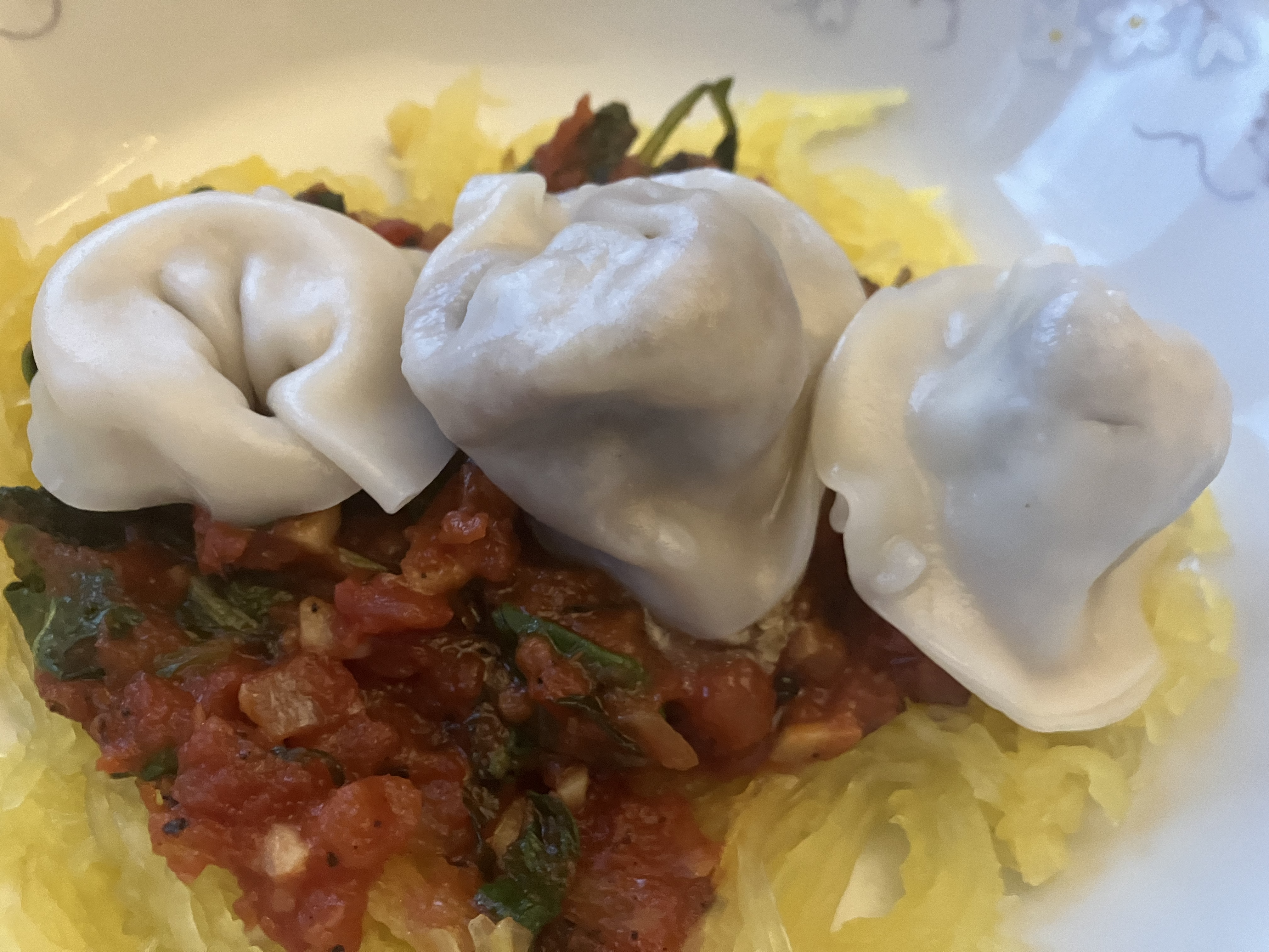 Veggie spaghetti with gulf un-shrimp