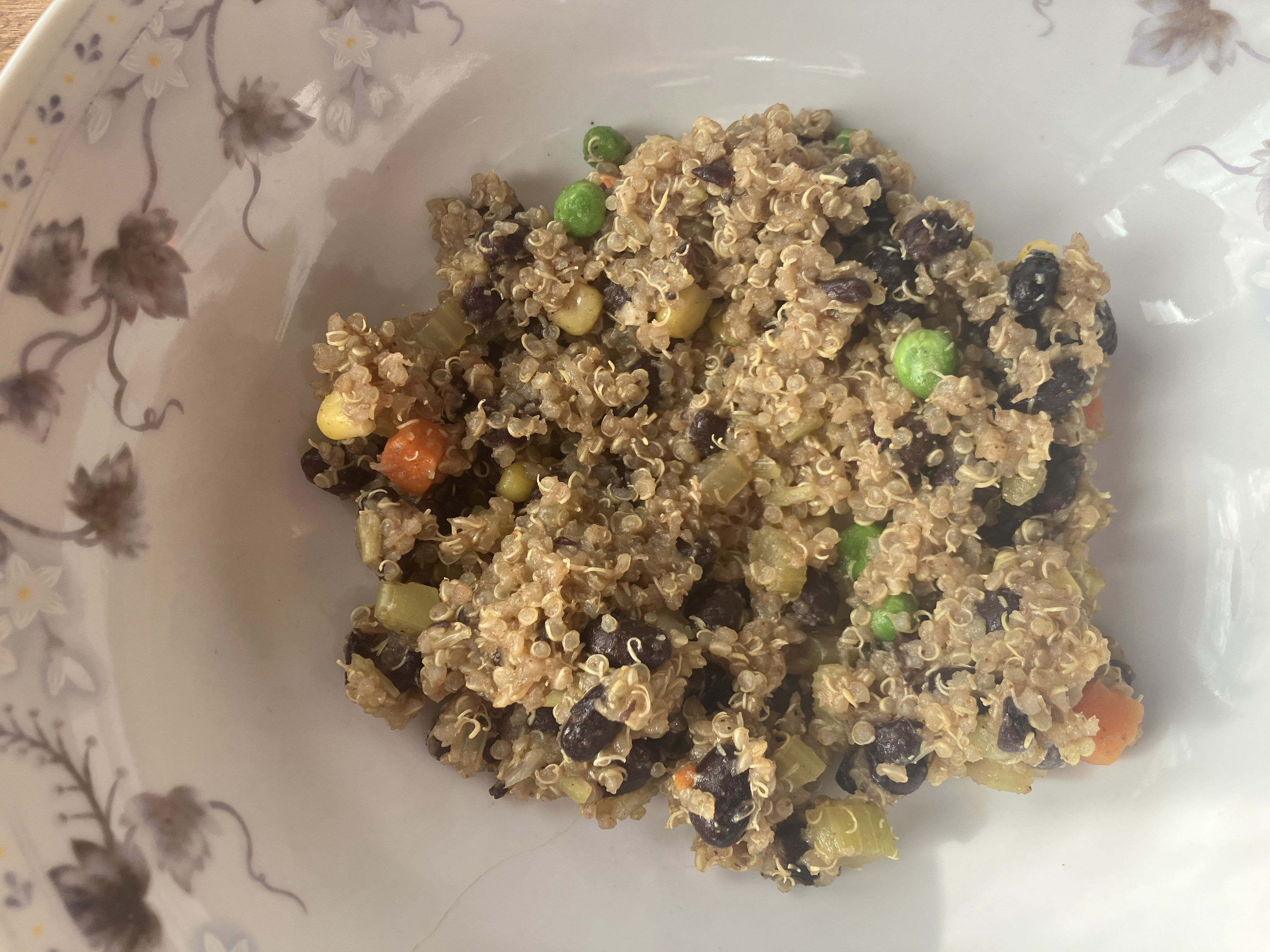 Unadorned quinoa and black beans